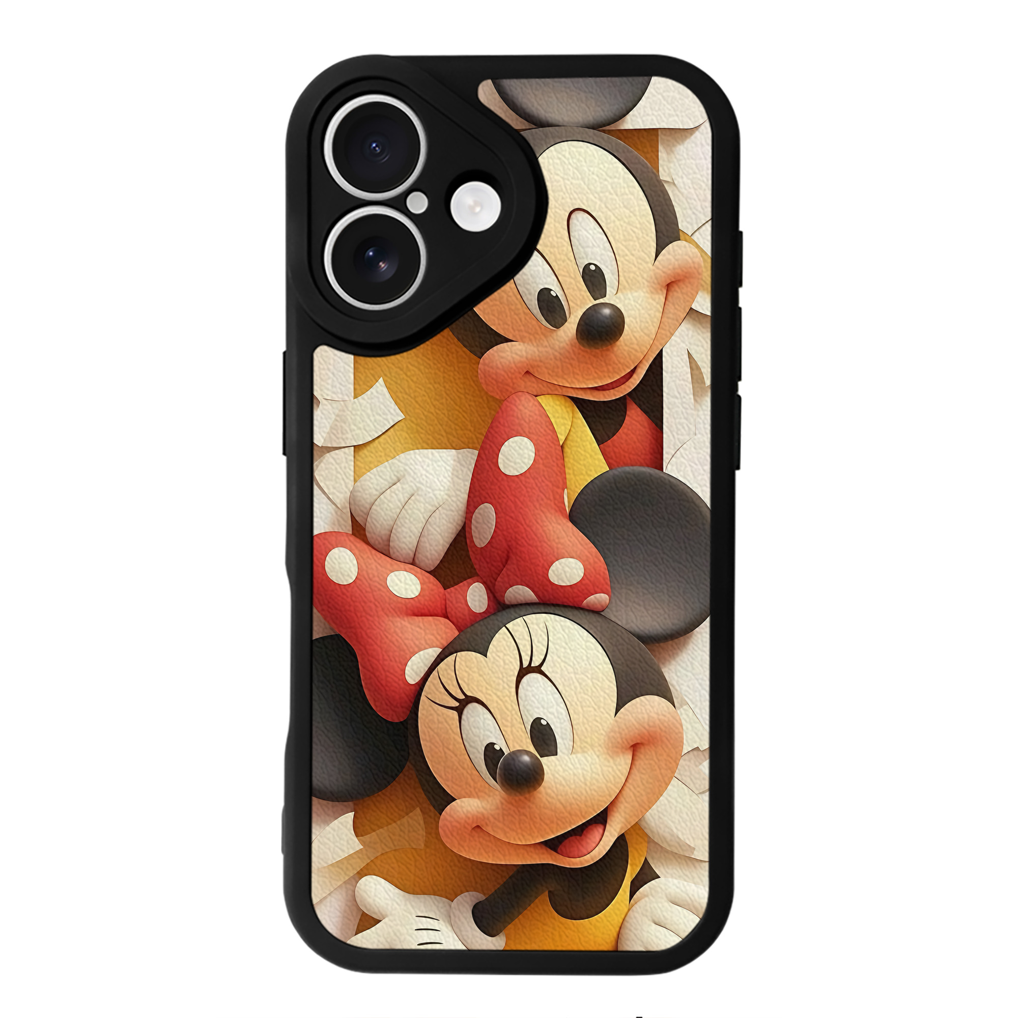 （画像用） ミッキーマウス Mickey Mouse 【iPhone 16シリーズ対応】シリコンスマホケース（レザー調） 材質：シリコン
